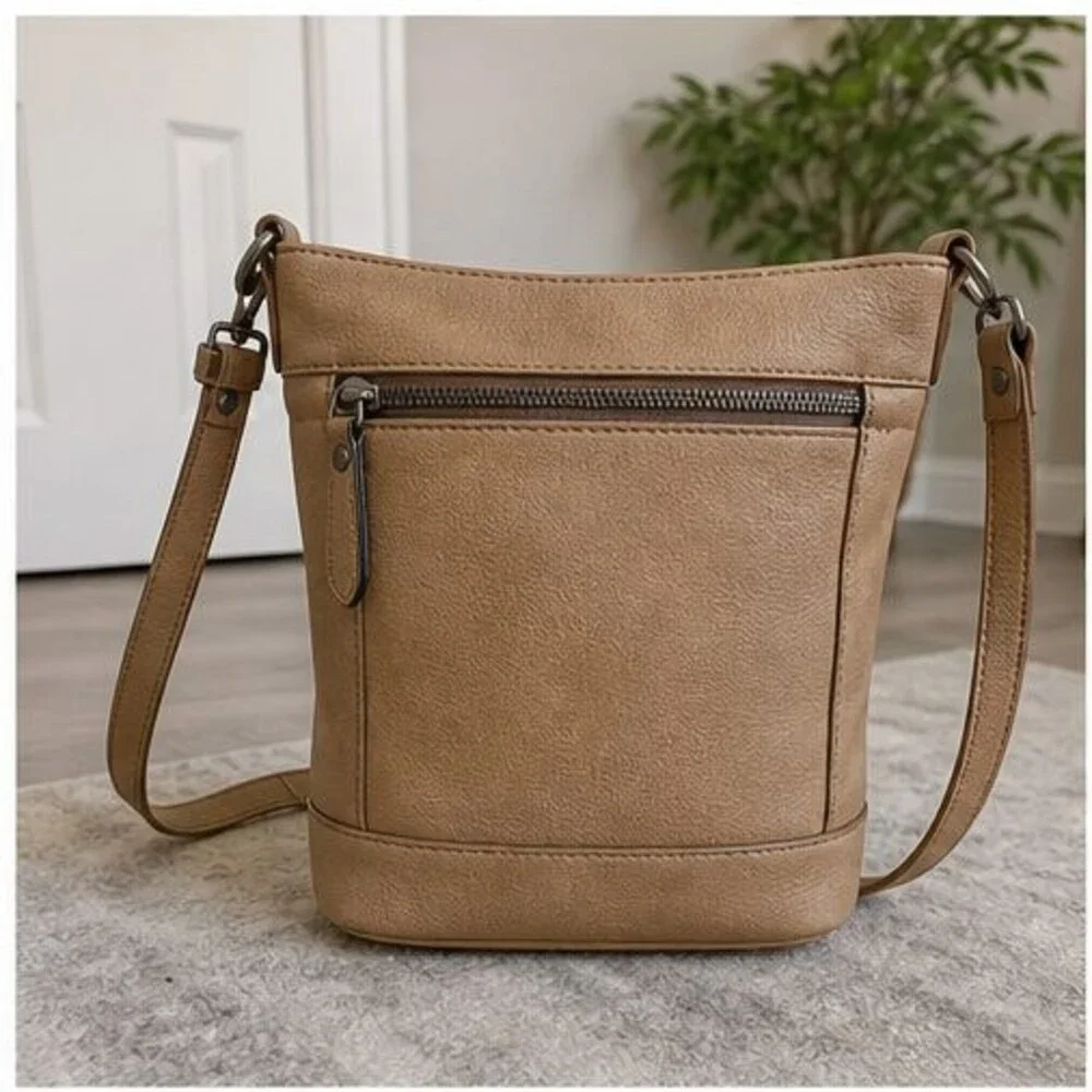 Cognac Woven Crossbody Bag
